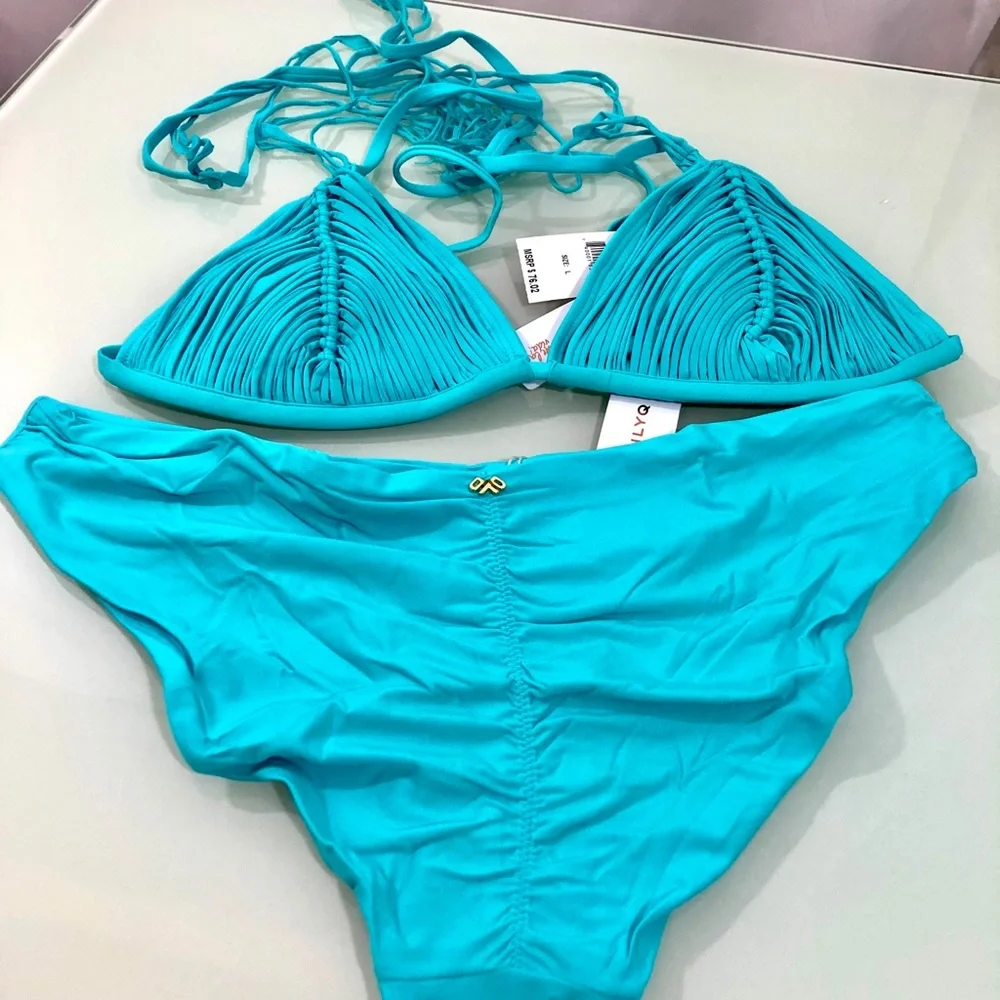 NWT- PQ SWIMIsla Tri-Basic Ruched Set - Picture 6 of 11